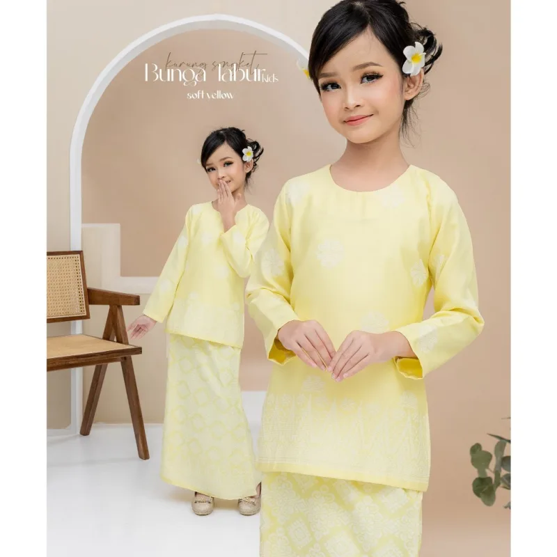 Set Family Songket Tabur In SOFT YELLOW I Kurung Moden I Ayah Anak I Ibu I Moden I Set Family By Moff2u thumbnail 3