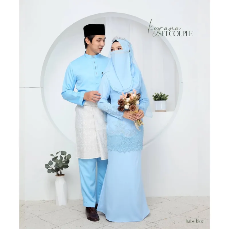7 ITEM - 1 HARGA Bridal Set BAJU KURUNG KYRANA In BABY BLUE | Nikah Kahwin |Tunang | BY MOFF2U thumbnail 2