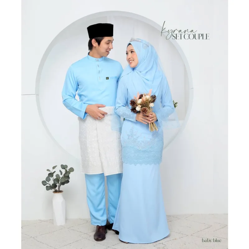 7 ITEM - 1 HARGA Bridal Set BAJU KURUNG KYRANA In BABY BLUE | Nikah Kahwin |Tunang | BY MOFF2U