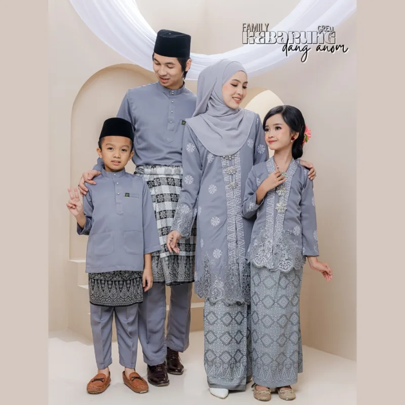 Set Family Kebarung Dang Anom In Grey I Set Family I Raya 2026 by Moff Collection