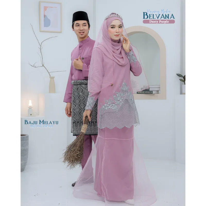 BAJU KURUNG MODEN Bridal Set Belvana In DUSTY PURPLE | Full set 7 Item | Tunang | Nikah | BAJU KURUNG LACEBY MOFF2U