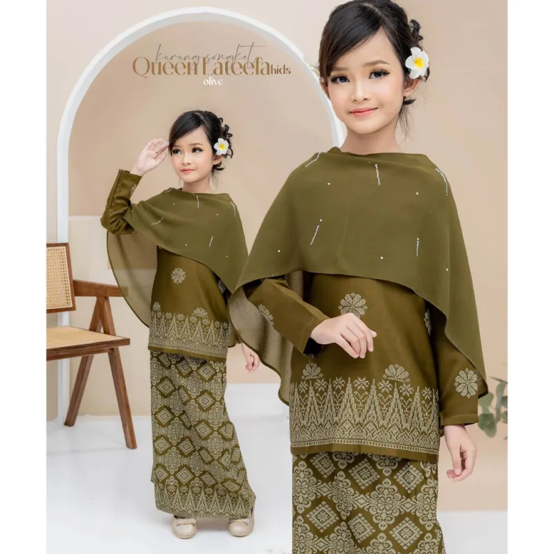 NEW DESIGN KURUNG MODEN QUEEN LATEEFA KIDS IN 6 COLOUR I KURUNG MODEN I CAPE BY MOFF COLLECTION thumbnail 4