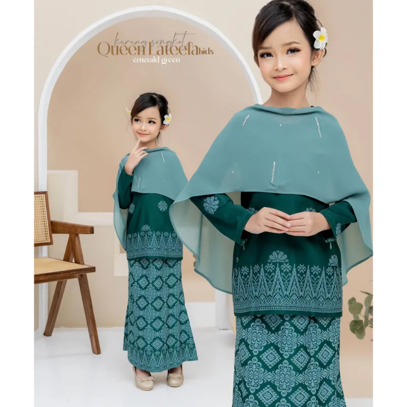 NEW DESIGN KURUNG MODEN QUEEN LATEEFA KIDS IN 6 COLOUR I KURUNG MODEN I CAPE BY MOFF COLLECTION thumbnail 5