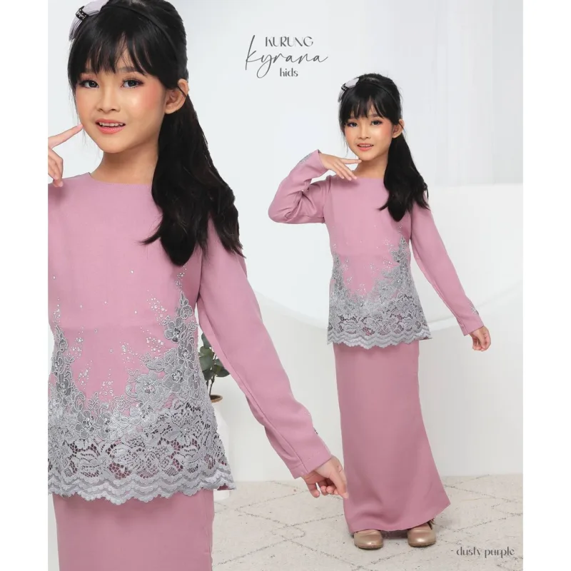 Set Family Baju Kurung Moden Kyrana In Dusty Purple I Kurung Moden I Ayah Anak I Ibu I Moden I Set Family By Moff2u thumbnail 3