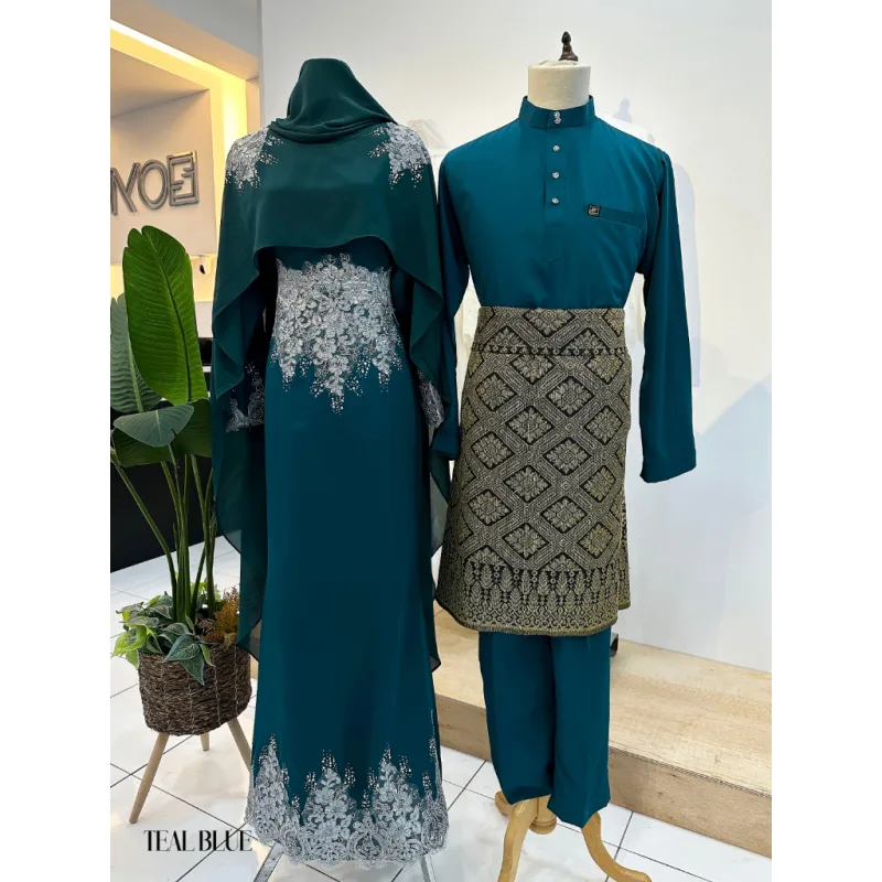 7 ITEM - 1 HARGA Bridal Set DRESS ASTIANA In TEAL BLUE | Nikah Kahwin |Tunang | BY MOFF2U