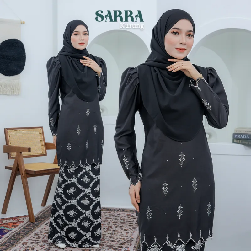 MOFF Set FAMILY BAJU KURUNG MODEN SARRA In BLACK | Kurung Moden by Moff2U thumbnail 3