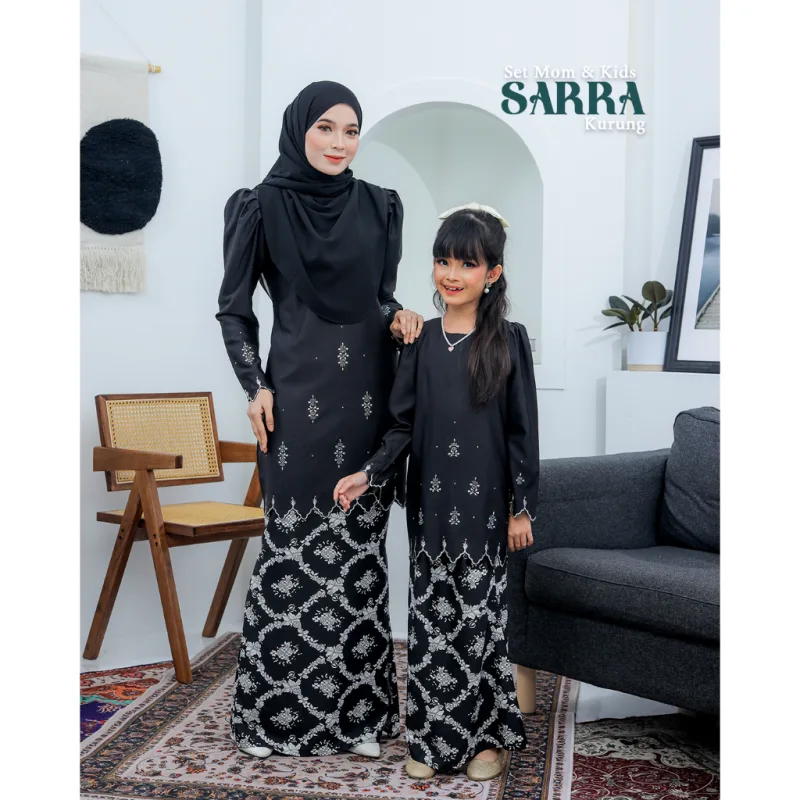 MOFF Set FAMILY BAJU KURUNG MODEN SARRA In BLACK | Kurung Moden by Moff2U thumbnail 2