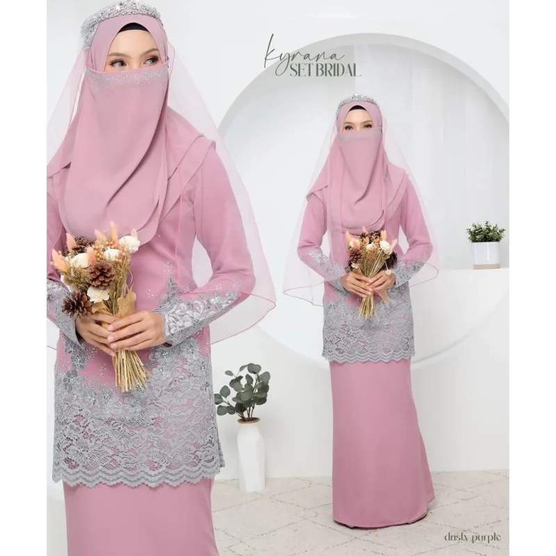 7 ITEM - 1 HARGA Bridal Set BAJU KURUNG KYRANA In DUSTY PURPLE | Nikah Kahwin |Tunang | BY MOFF2U thumbnail 3