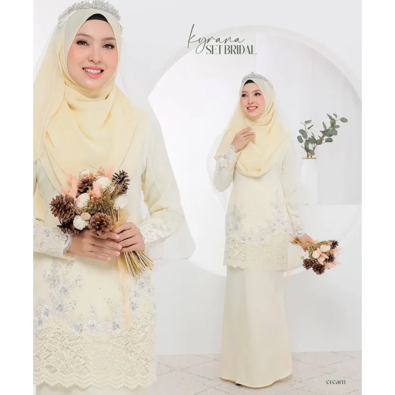 7 ITEM - 1 HARGA Bridal Set BAJU KURUNG KYRANA In CREAM | Nikah Kahwin |Tunang | BY MOFF2U thumbnail 4
