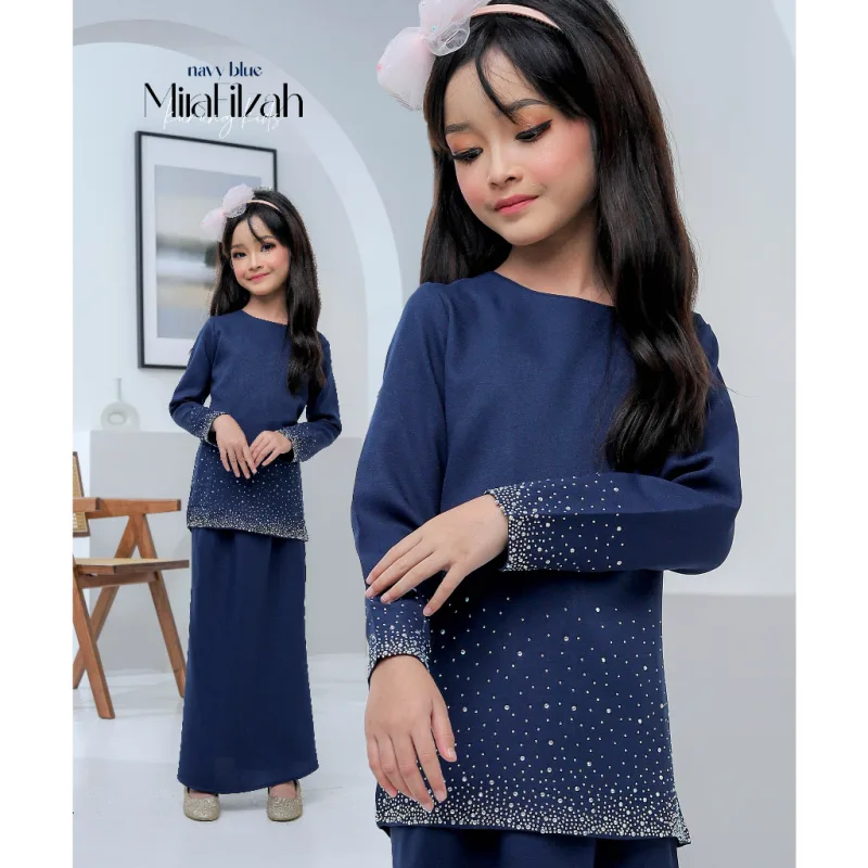 Moff Set Family BAJU Kurung Moden MIRA Filzah IN NAVY BLUE I Dewasa | Budak by MOFF2U thumbnail 2