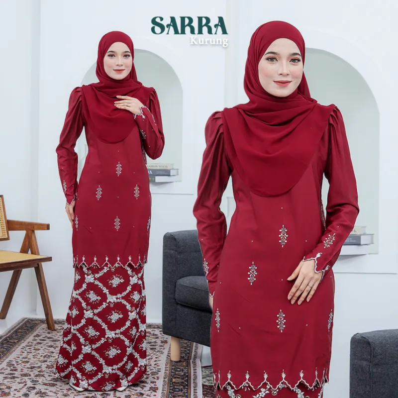 MOFF Set FAMILY BAJU KURUNG MODEN SARRA In MAROON | Kurung Moden by Moff2U thumbnail 4