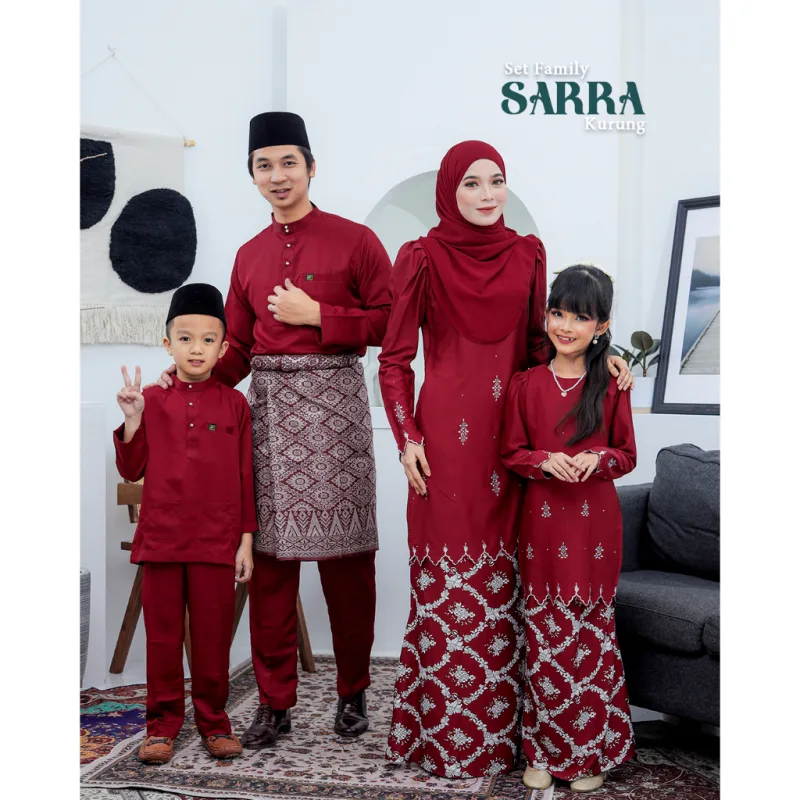 MOFF Set FAMILY BAJU KURUNG MODEN SARRA In MAROON | Kurung Moden by Moff2U