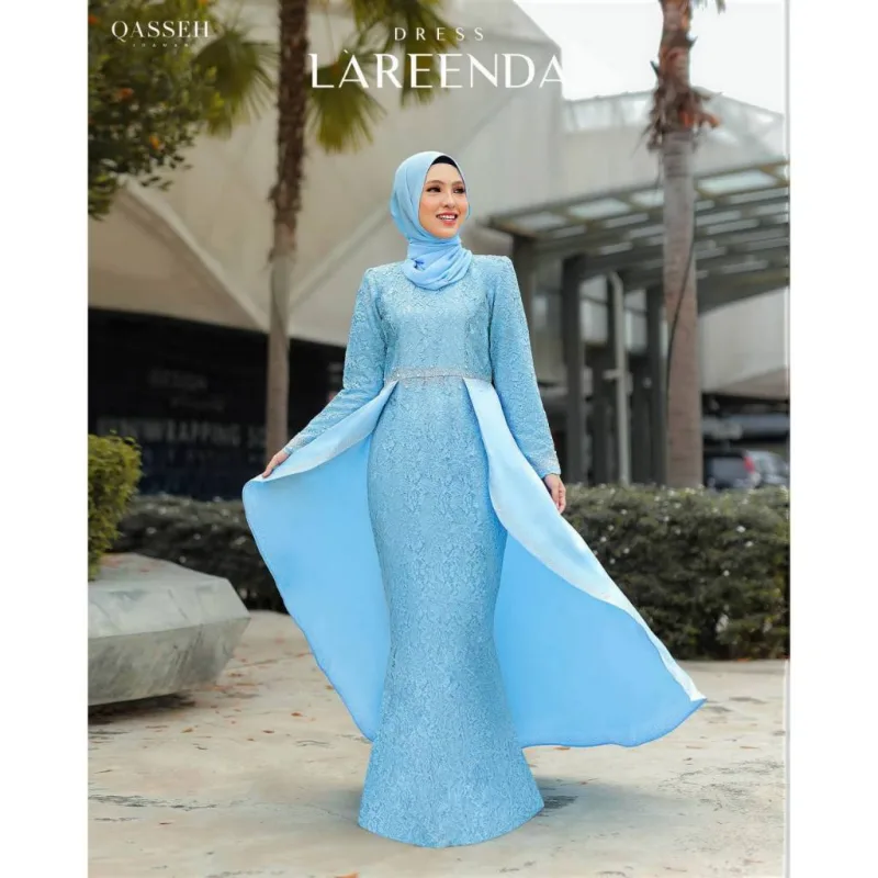 MOFF Bridal Set BAJU DRESS Lareenda In BABY BLUE | Nikah Kahwin |Tunang | Full set Kurung Moden thumbnail 2