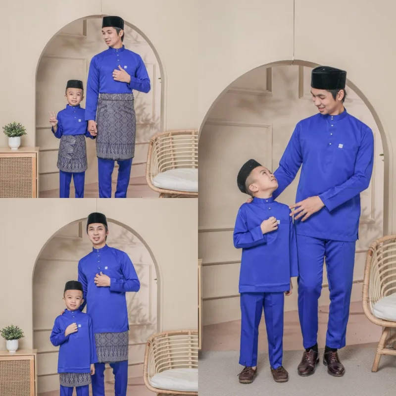 BAJU MELAYU SEDONDON | SET AYAH DAN ANAK | BAJU MELAYU SLIMFIT | BAJU MELAYU ROYAL BLUE | BAJU MELAYU RAYA 2024