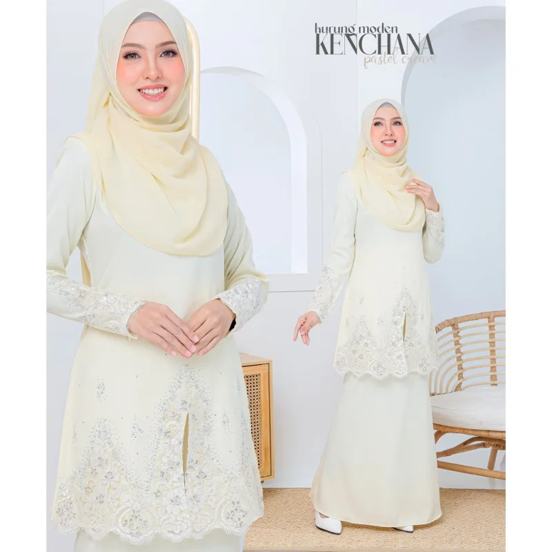 FULL SET FAMILY BAJU KRUNG KENCHANA | RAYA SEDONDON | BAJU KURUNG MODEN | KURUNG CREAM | BAJU RAYA 2023 | BY MOFF2U thumbnail 2