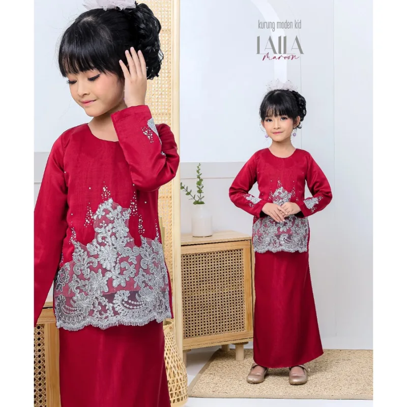 FULL SET FAMILY RAYA SEDONDON BAJU KURUNG LAILA| KURUNG MODEN MAROON| BAJU KURUNG RAYA 2023| BAJU MELAYU SEDONNON MOFF2U thumbnail 3