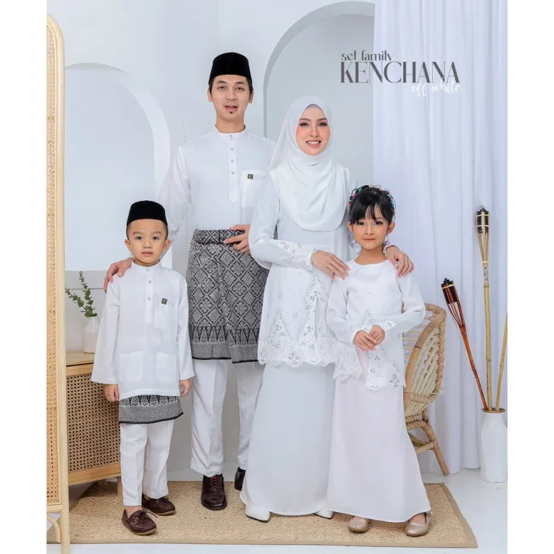 FULL SET FAMILY BAJU KRUNG KENCHANA | RAYA SEDONDON | BAJU KURUNG MODEN | KURUNG OFF WHITE | BAJU RAYA 2023 | BY MOFF2U