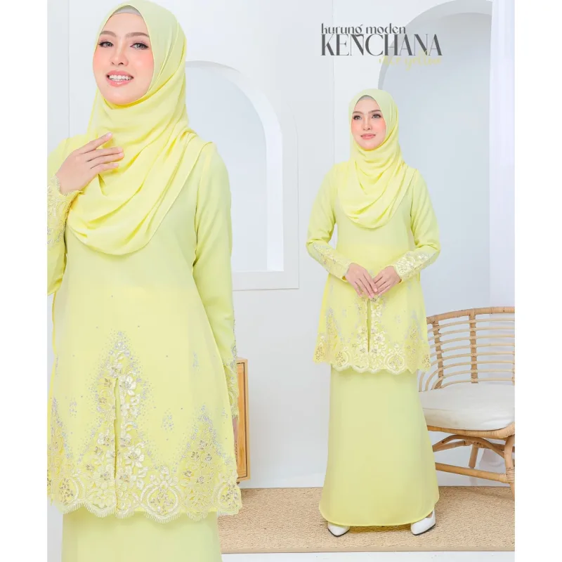 FULL SET FAMILY BAJU KRUNG KENCHANA | RAYA SEDONDON | BAJU KURUNG MODEN | KURUNG YELLOW | BAJU RAYA 2023 | BY MOFF2U thumbnail 2