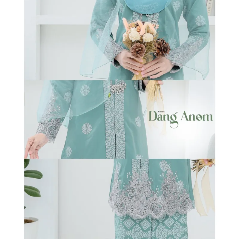 6 ITEM - 1 HARGA Bridal Set BAJU KEBARUNG Dang Anom In Pine Green| Nikah Kahwin |Tunang | BY MOFF2U thumbnail 3