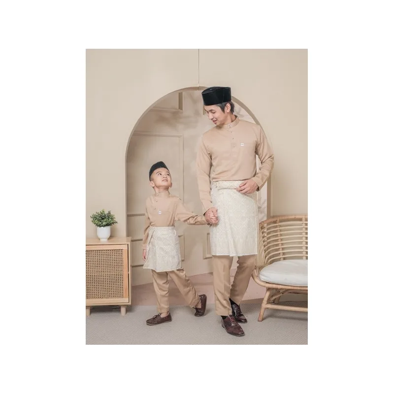 BAJU MELAYU SEDONDON |SET AYAH DAN ANAK| BAJU MELAYU SLIM FIT | BAJU MELAYU NUDE MOCHA | BAJU MELAYU RAYA 2024 thumbnail 4