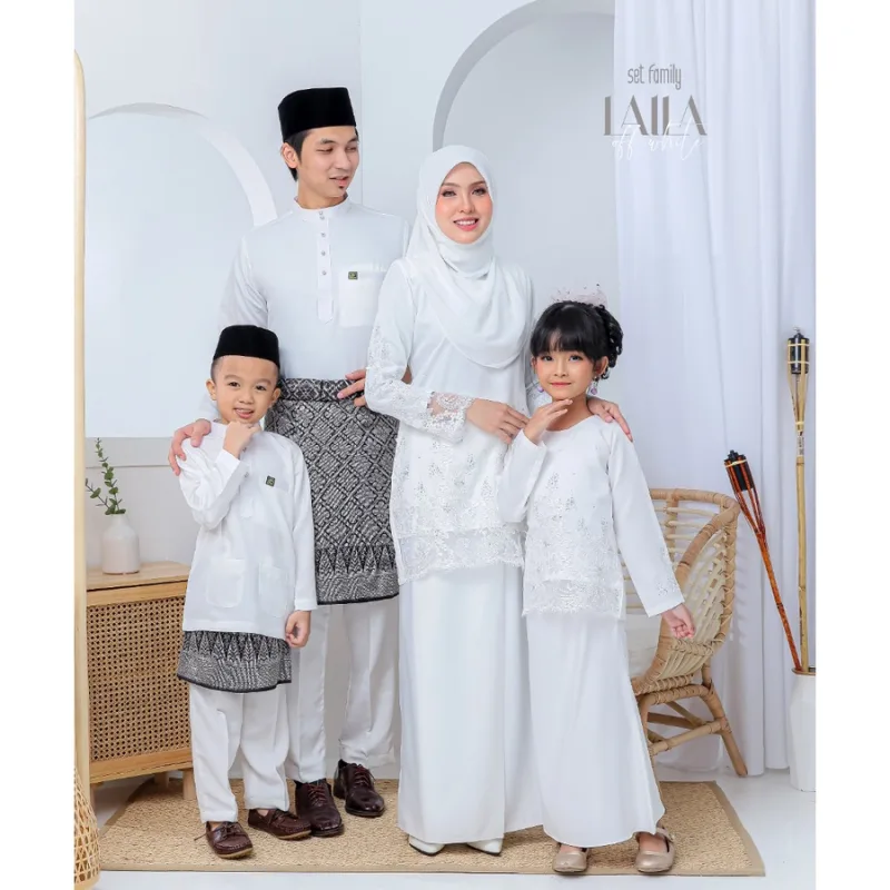 FULL SET FAMILY RAYA SEDONDON | BAJU KURUNG LAILA| KURUNG MODEN OFF WHITE | BAJU KURUNG RAYA 2023| BAJU MELAYU SEDONNON