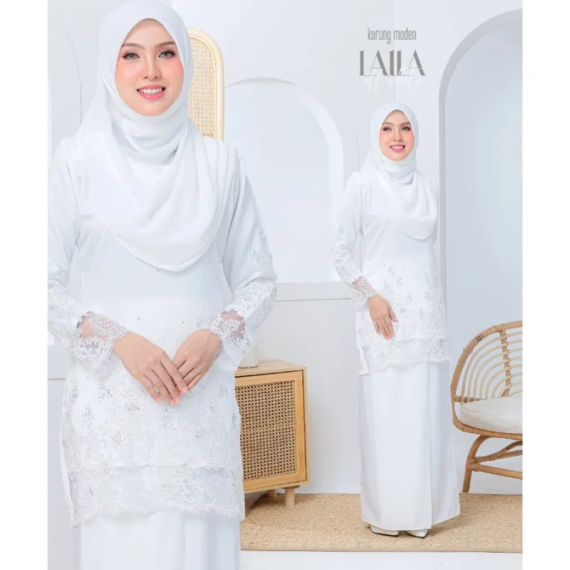 FULL SET FAMILY RAYA SEDONDON | BAJU KURUNG LAILA| KURUNG MODEN OFF WHITE | BAJU KURUNG RAYA 2023| BAJU MELAYU SEDONNON thumbnail 2