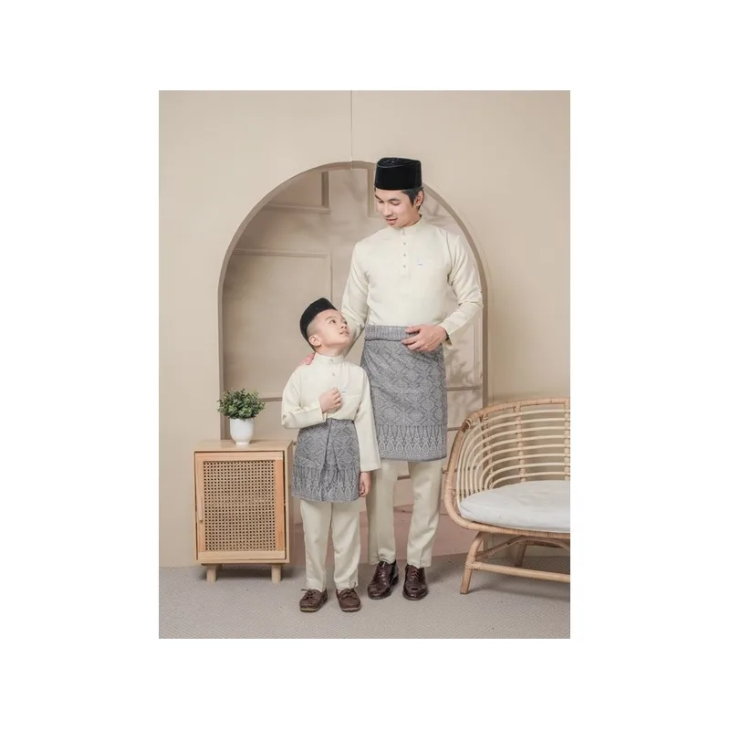 BAJU MELAYU SEDONDON |SET AYAH DAN ANAK| BAJU MELAYU SLIM FIT | BAJU MELAYU NUDE CREAM | BAJU MELAYU RAYA 2024 thumbnail 2