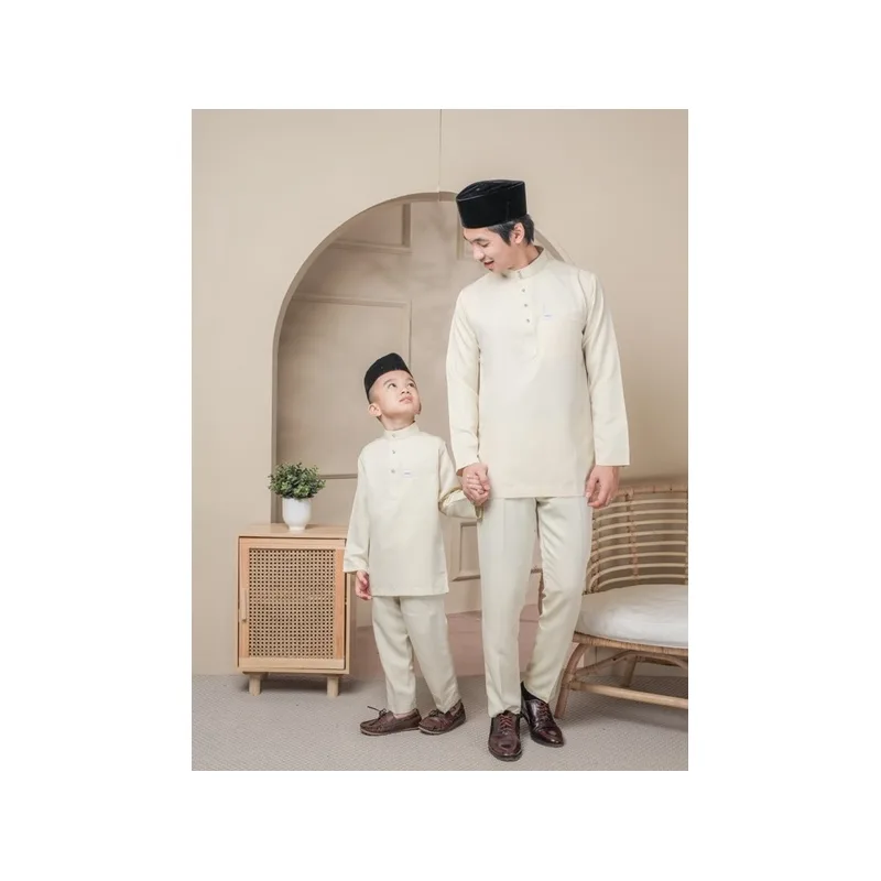 BAJU MELAYU SEDONDON |SET AYAH DAN ANAK| BAJU MELAYU SLIM FIT | BAJU MELAYU NUDE CREAM | BAJU MELAYU RAYA 2024 thumbnail 3