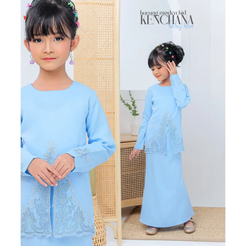 FULL SET FAMILY BAJU KRUNG KENCHANA | RAYA SEDONDON | BAJU KURUNG MODEN | KURUNG BABY BLUE | BAJU RAYA 2023 | BY MOFF2U thumbnail 3