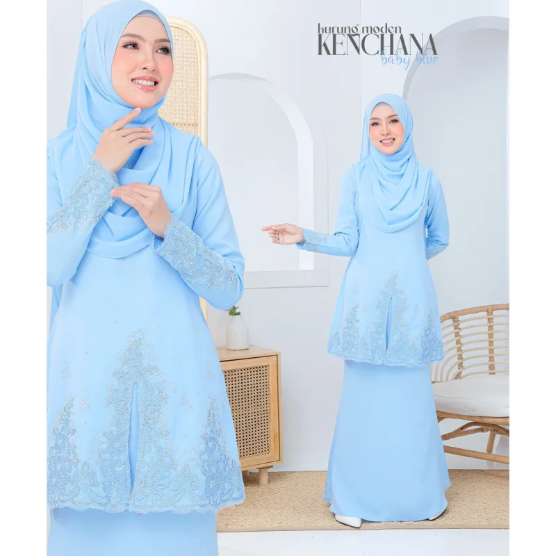 FULL SET FAMILY BAJU KRUNG KENCHANA | RAYA SEDONDON | BAJU KURUNG MODEN | KURUNG BABY BLUE | BAJU RAYA 2023 | BY MOFF2U thumbnail 2