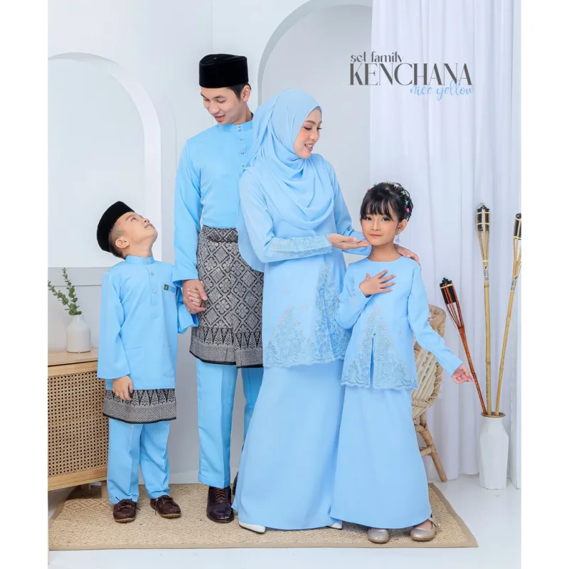 FULL SET FAMILY BAJU KRUNG KENCHANA | RAYA SEDONDON | BAJU KURUNG MODEN | KURUNG BABY BLUE | BAJU RAYA 2023 | BY MOFF2U