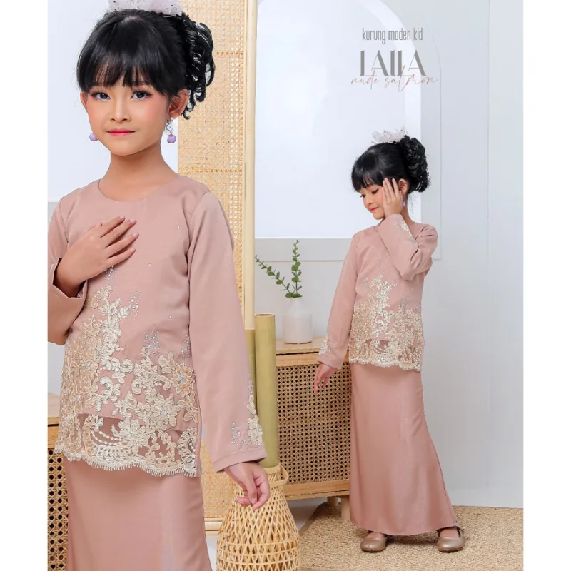 FULL SET FAMILY RAYA SEDONDON | BAJU KURUNG LAILA| KURUNG MODEN NUDE CHAMPAGNE| BAJU KURUNG RAYA 2023 | BAJU RAYA thumbnail 3