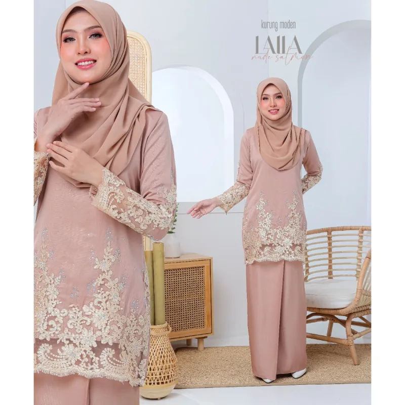 FULL SET FAMILY RAYA SEDONDON | BAJU KURUNG LAILA| KURUNG MODEN NUDE CHAMPAGNE| BAJU KURUNG RAYA 2023 | BAJU RAYA thumbnail 2