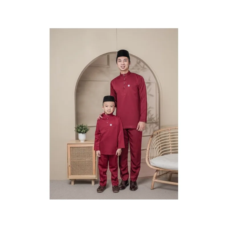 BAJU MELAYU SEDONDON |SET AYAH DAN ANAK| BAJU MELAYU SLIM FIT | BAJU MELAYU NUDE MAROON | BAJU MELAYU RAYA 2024 thumbnail 3