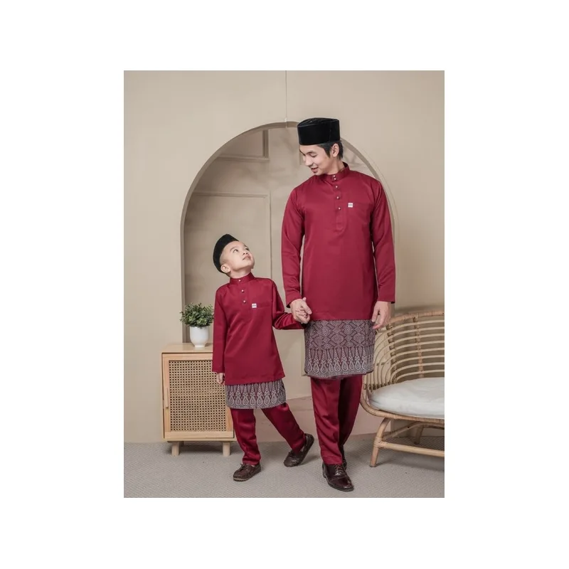 BAJU MELAYU SEDONDON |SET AYAH DAN ANAK| BAJU MELAYU SLIM FIT | BAJU MELAYU NUDE MAROON | BAJU MELAYU RAYA 2024
