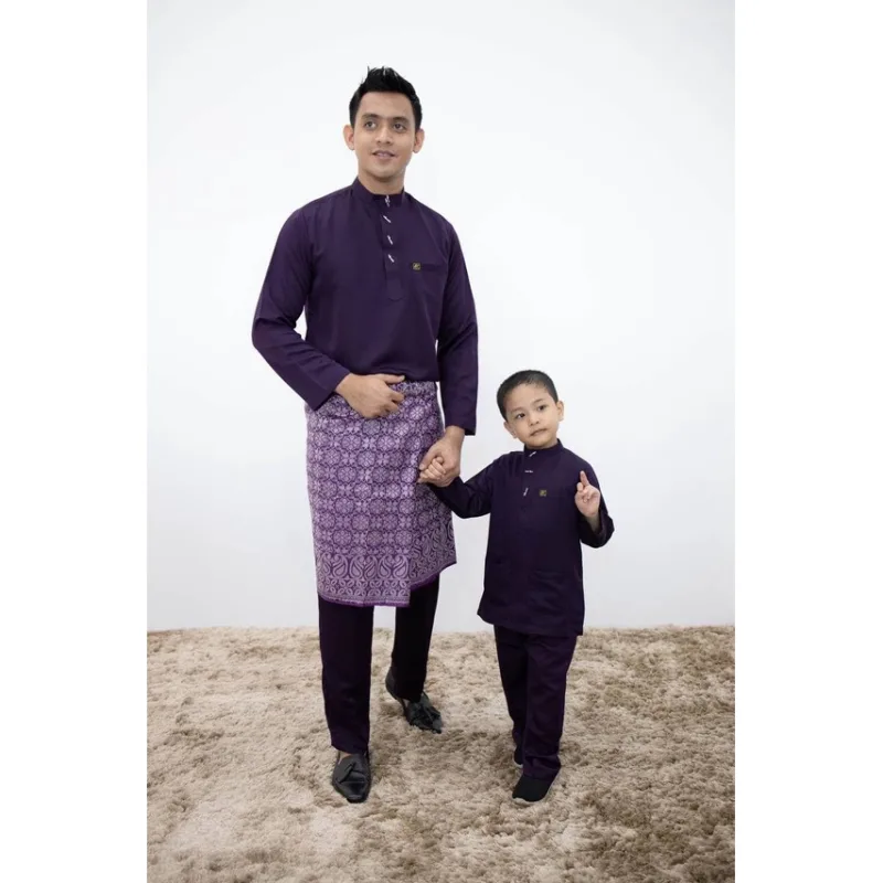FULL SET FAMILY BAJU KRUNG KENCHANA | RAYA SEDONDON | BAJU KURUNG MODEN | KURUNG DARK PURPLE| BAJU RAYA 2023 | BY MOFF2U thumbnail 3