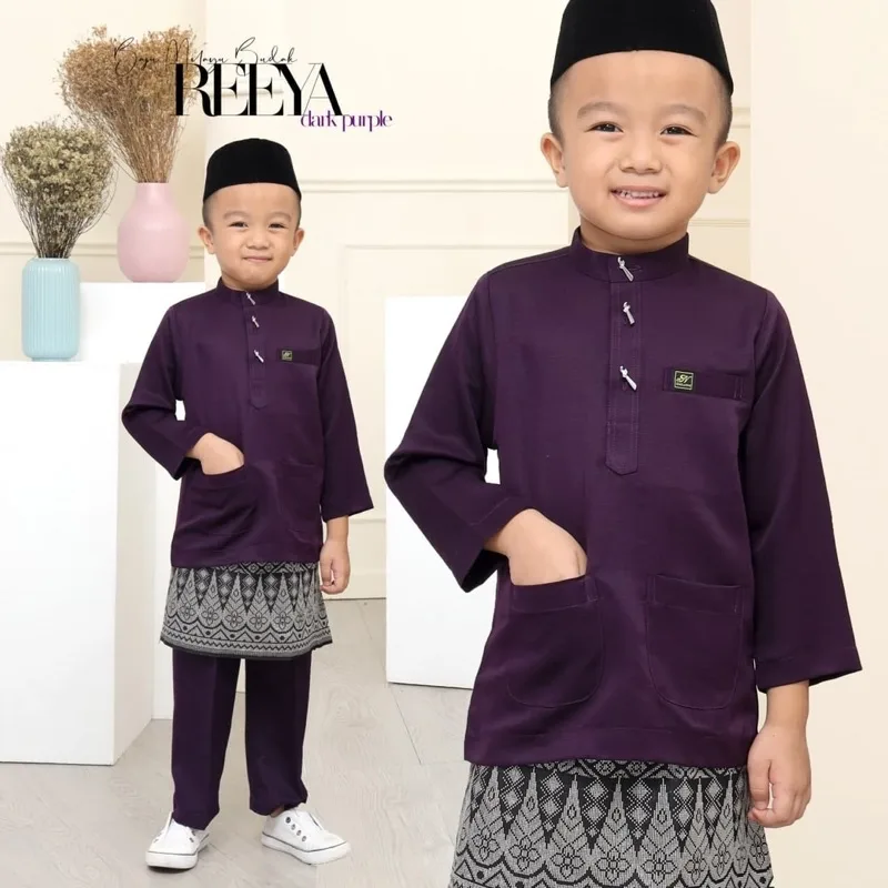 FULL SET FAMILY BAJU KURUNG MODEN | BAJU KURUNG LACE| DARK PURPLE REEYA RAYA 2023 by MOFF2U thumbnail 5