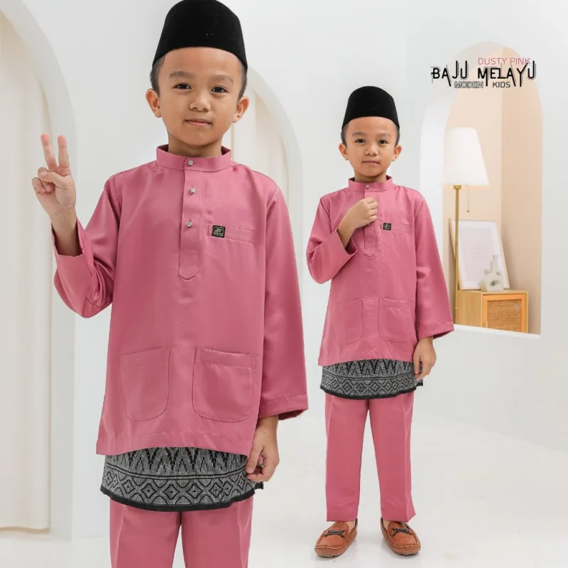 Set Family BAJU Kurung Moden Queen By In Dusty Pink By Moff Collection thumbnail 4
