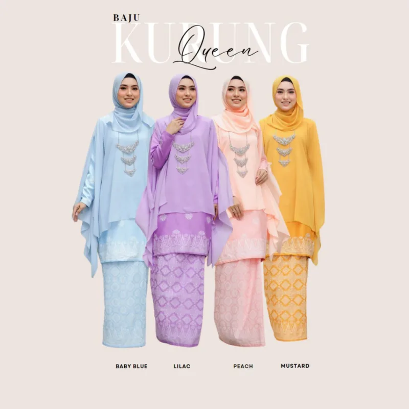 BAJU KURUNG QUEEN BAJU KURUNG MODEN| MUSTARD | BABY BLUE |LAILAC|PEACH |BAJU KURUNG SONKET