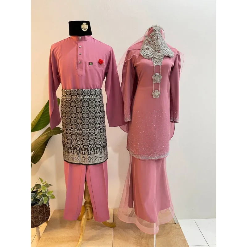 MOFF Bridal Set BAJU KURUNG MODEN Mira Filzah In DUSTY PINK | Nikah Kahwin | Tunang | Full set Kurung Moden thumbnail 3