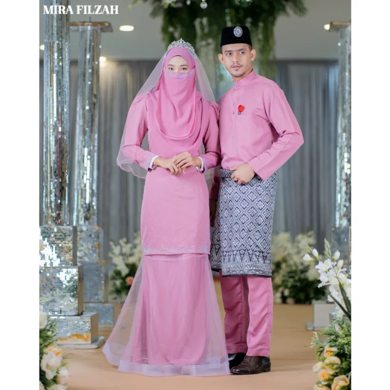 MOFF Bridal Set BAJU KURUNG MODEN Mira Filzah In DUSTY PINK | Nikah Kahwin | Tunang | Full set Kurung Moden