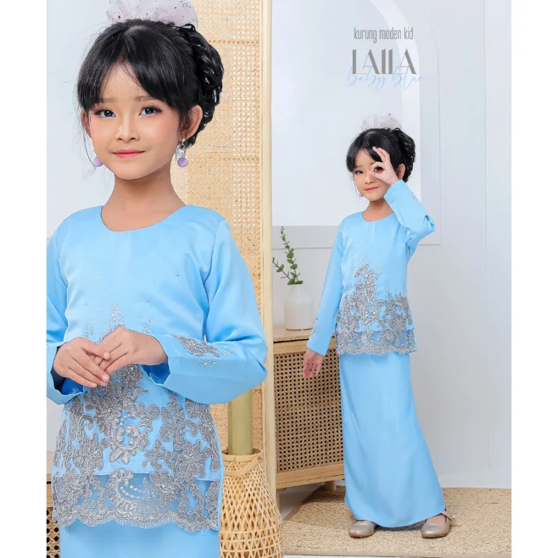 FULL SET FAMILY RAYA SEDONDON | BAJU KURUNG LAILA| KURUNG MODEN BABY BLUE | BAJU KURUNG RAYA 2023| BAJU MELAYU SEDONNON thumbnail 3