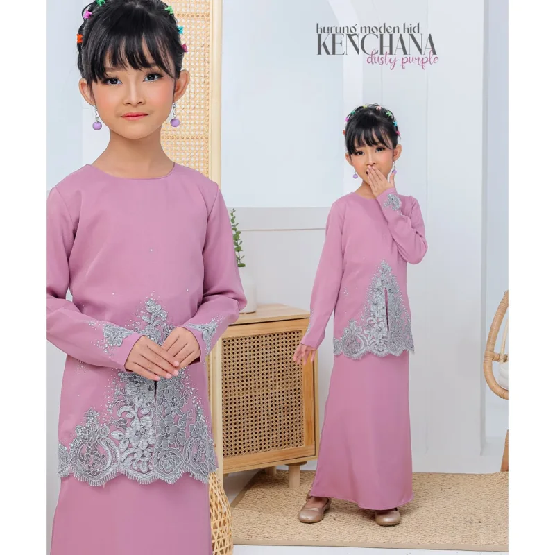 FULL SET FAMILY BAJU KRUNG KENCHANA | RAYA SEDONDON | BAJU KURUNG MODEN |KURUNG DUSTY PURPLE |BAJU RAYA 2023 | BY MOFF2U thumbnail 3