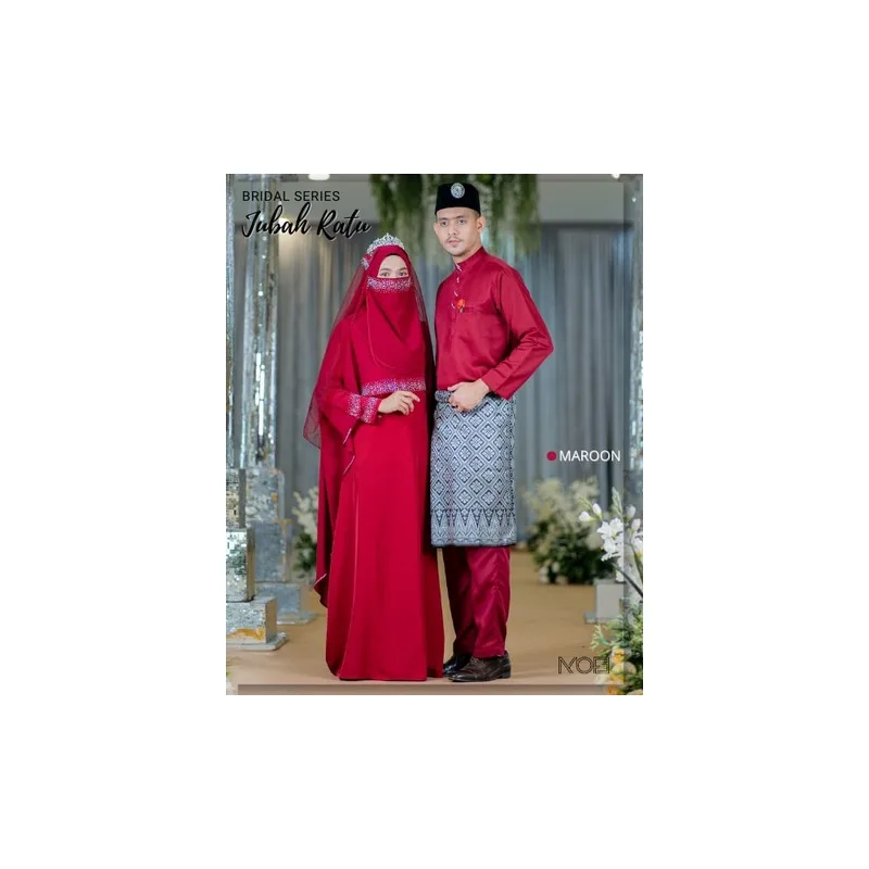 MOFF Bridal Set BAJU JUBAH Ratu Arab In Maroon | BAJU DRESS | Full set 8 Item | Nikah | Tunang