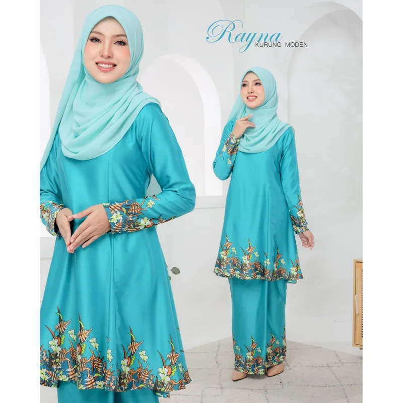 Moff Kurung Moden Rayna Dewasa | Family | Budak | Set Family Raya {Mint Green} thumbnail 3