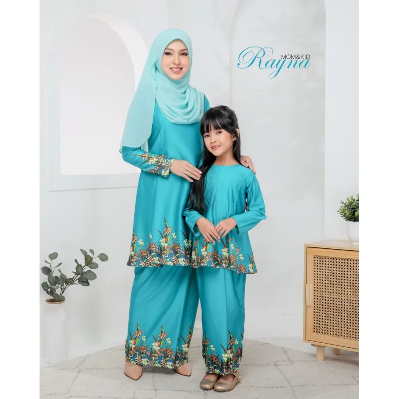 Moff Kurung Moden Rayna Dewasa | Family | Budak | Set Family Raya {Mint Green} thumbnail 2