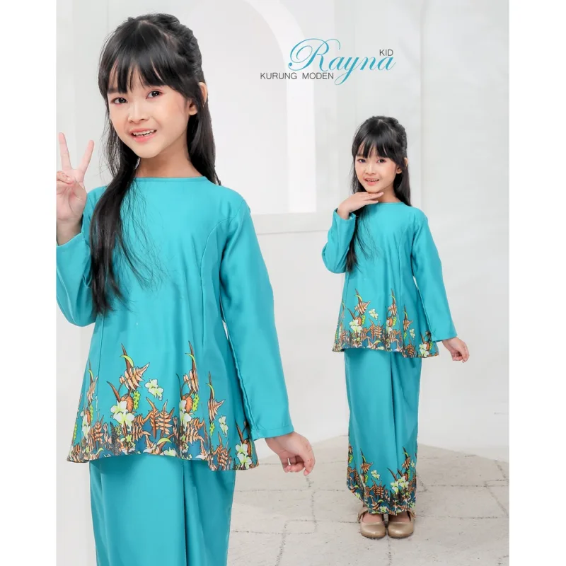 Moff Kurung Moden Rayna Dewasa | Family | Budak | Set Family Raya {Mint Green} thumbnail 4