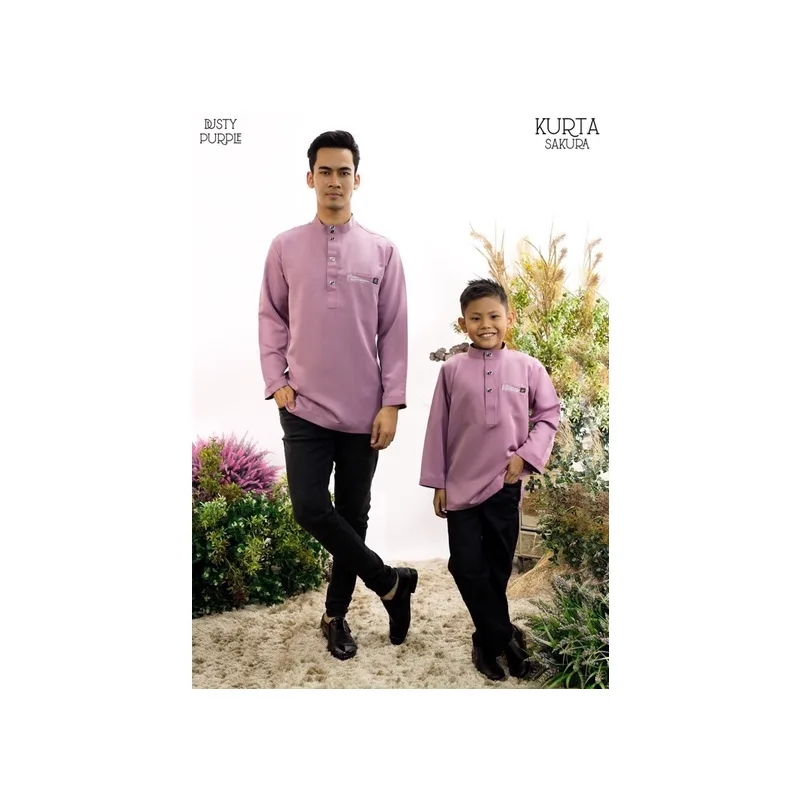 Baju BAJU Kurta Rayyan| BAJU KURTA moden Dusty Purple by moff2u thumbnail 3