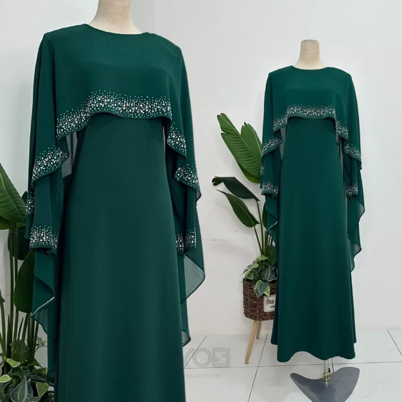 MOFF Bridal Set BAJU JUBAH Ratu Arab In Emerald Green | BAJU DRESS | Full set 8 Item | Nikah | Item thumbnail 3
