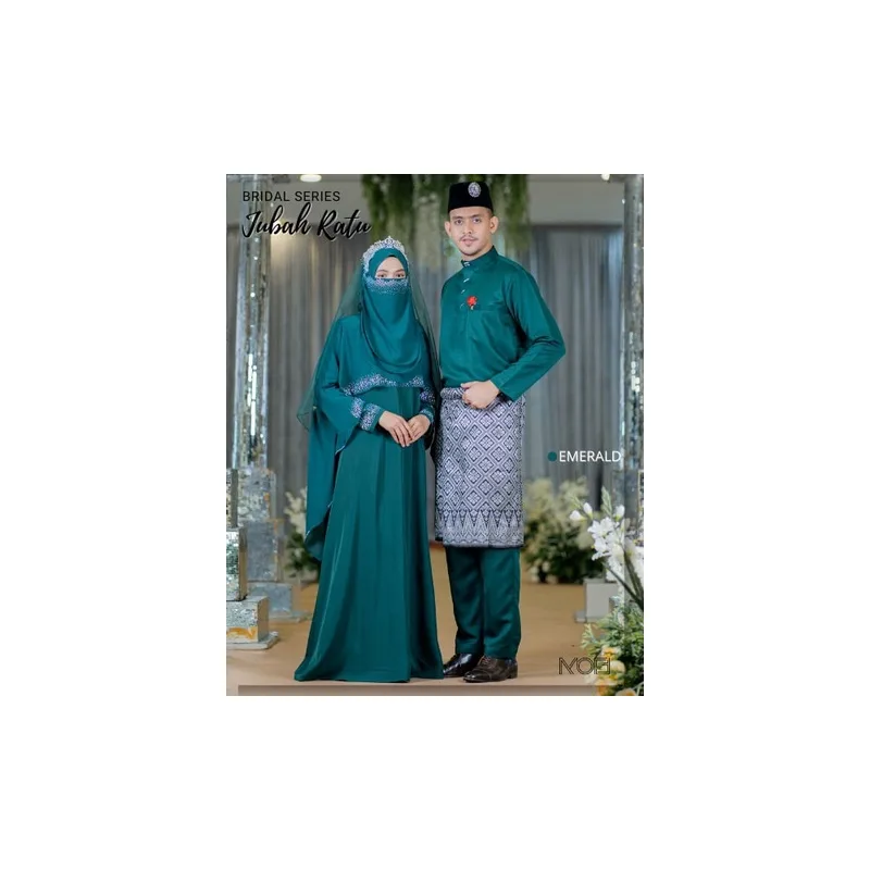 MOFF Bridal Set BAJU JUBAH Ratu Arab In Emerald Green | BAJU DRESS | Full set 8 Item | Nikah | Item